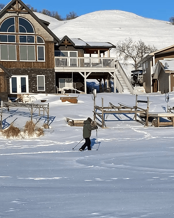 andrewsnowshoeingonalake